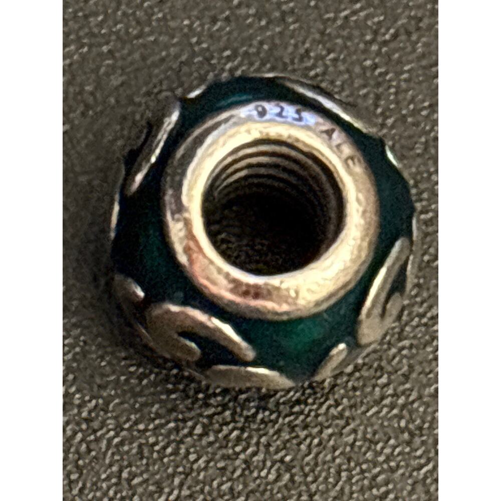 Pandora 925 ALE Green Enamel Swirl Charm Sterling Silver - Picture 2 of 5